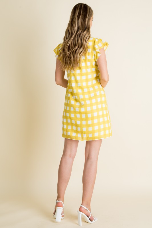XL Collection- Checked Flutter Sleve Mini Dress