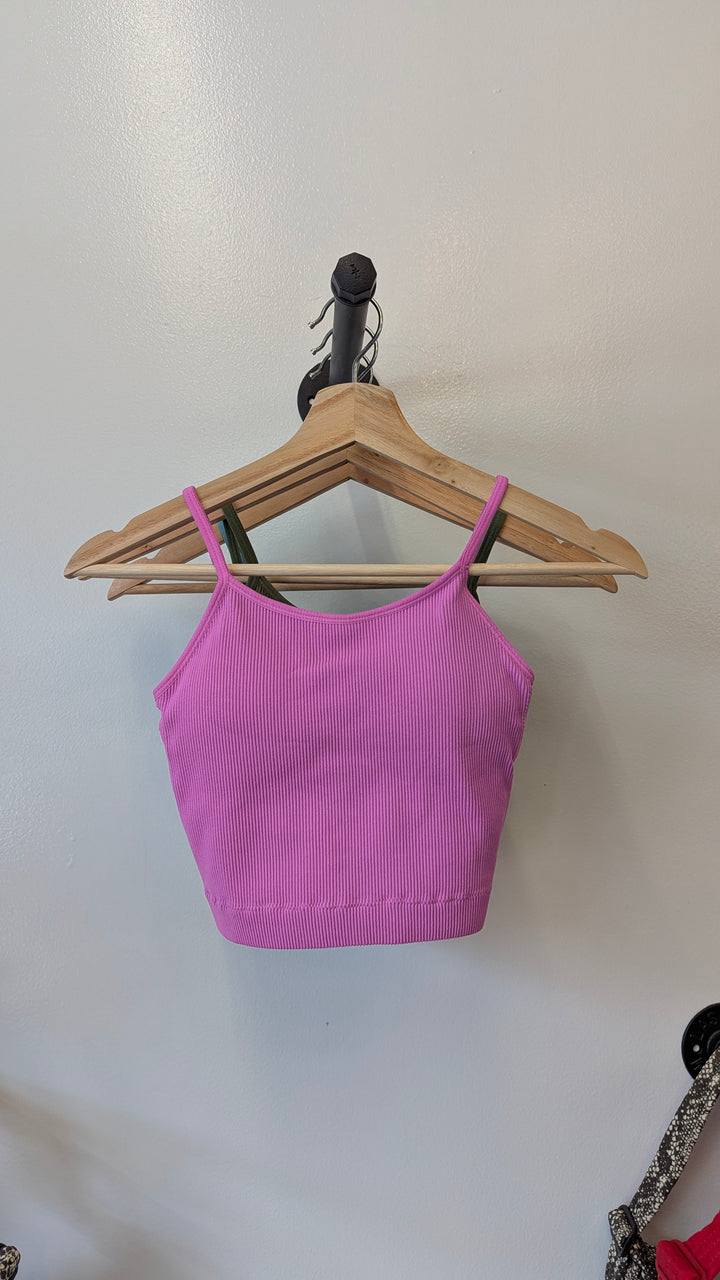 Womens Ribbed Cropped Cami Bralette by Zenana- Multiple Colors