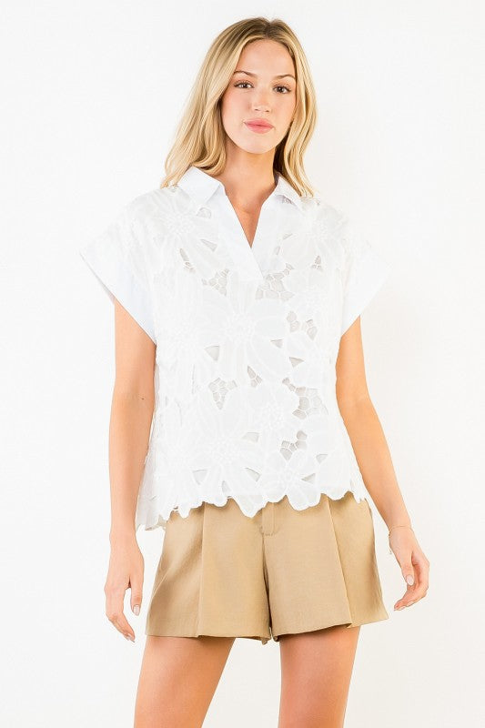 XL Collection- Eyelet Embroidered Top