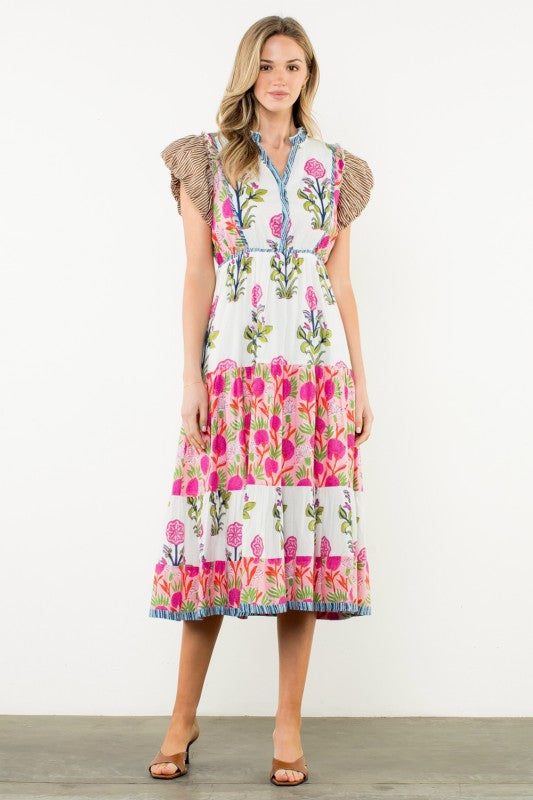 XL Collection- Flutter Sleeve Floral Maxi Dress