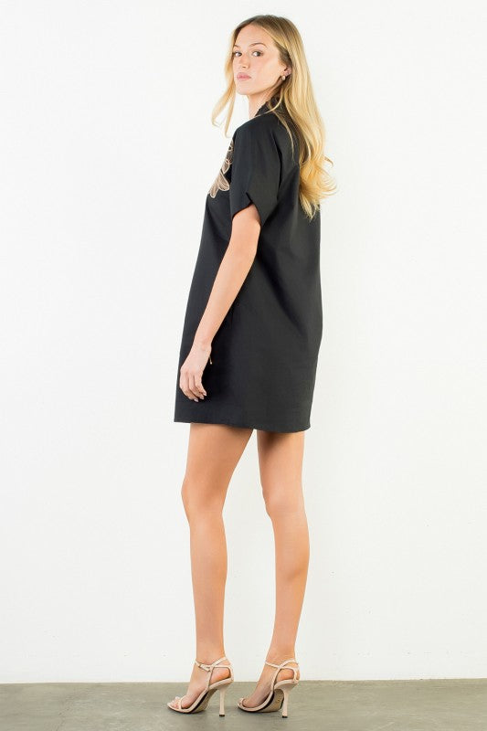 XL Collection- Embroidered Black FLoral Dress