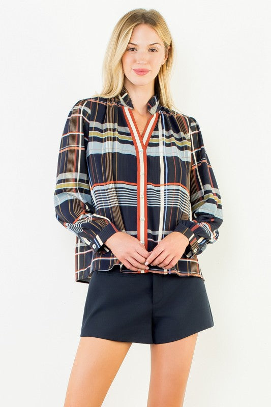 XL Collection- Plaid Longsleeve Blouse