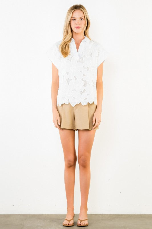 XL Collection- Eyelet Embroidered Top