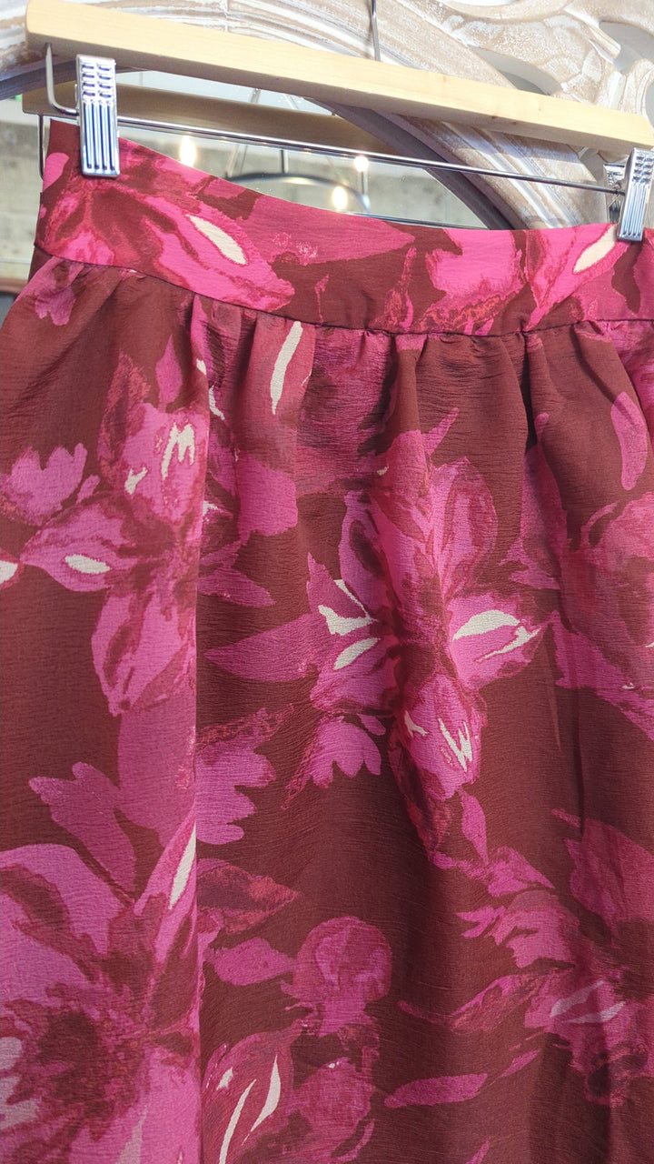 Flying Tomato Burgundy Floral Skirt