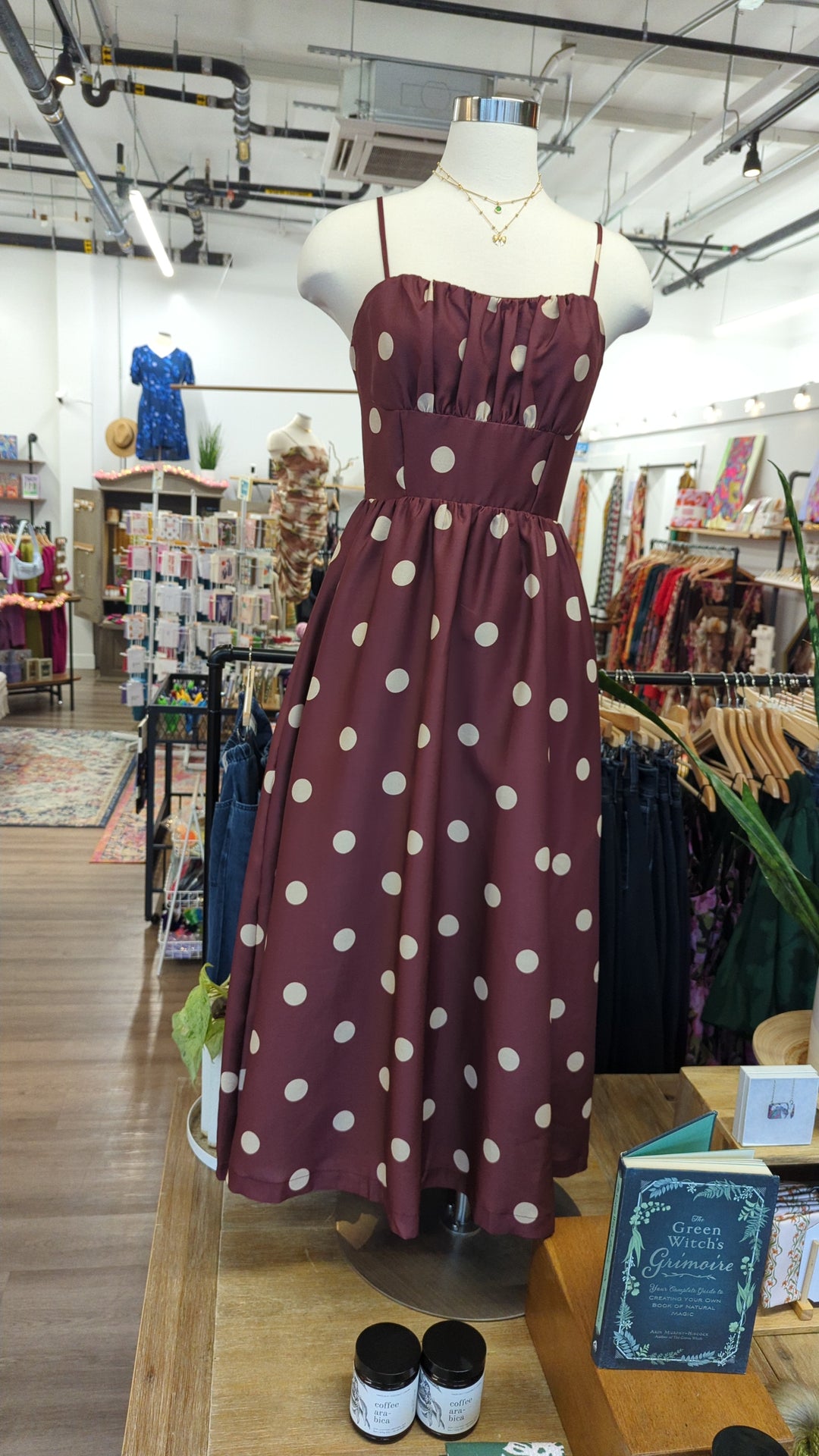 Womens Flying Tomato Brown and Ivory Polka Dot Dress