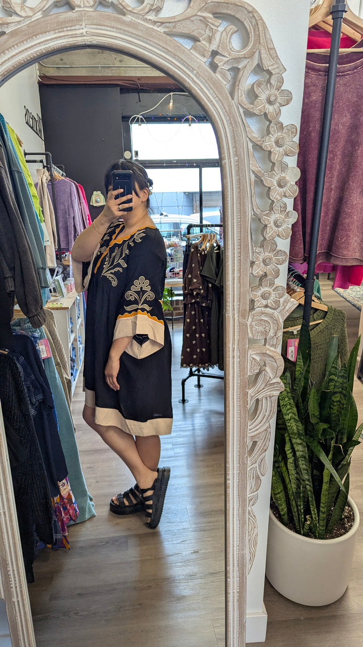 Plus Size Oddi Embroidered Dolman Mini Dress