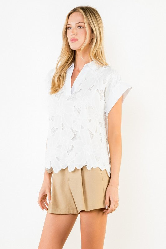XL Collection- Eyelet Embroidered Top