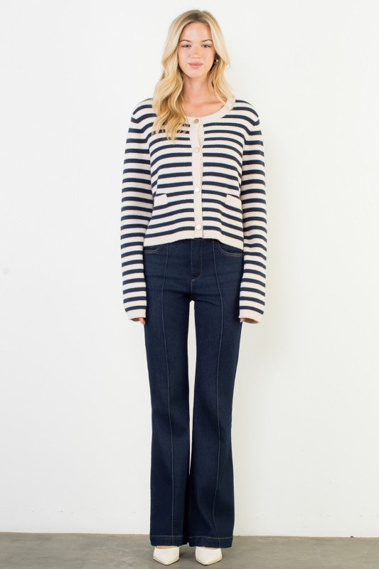 XL Collection- Striped Cardigan
