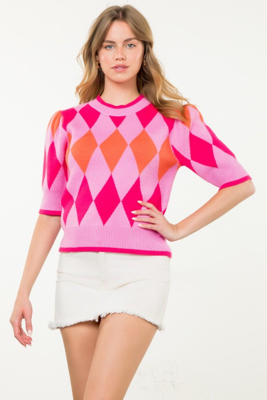 XL Collection- Argyle Knit Top