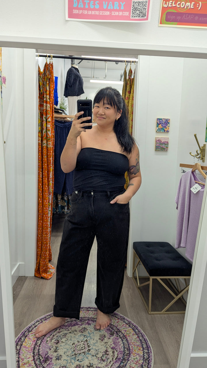 Plus Size Judy Blue Black Marlow Arc Leg Barrel Jeans