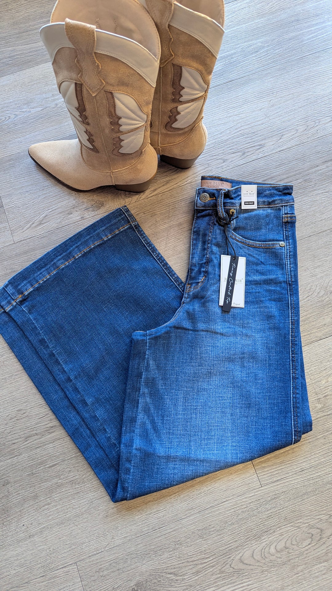 Womens Judy Blue Jeans High Waist Ankle Wide Dark Indigo