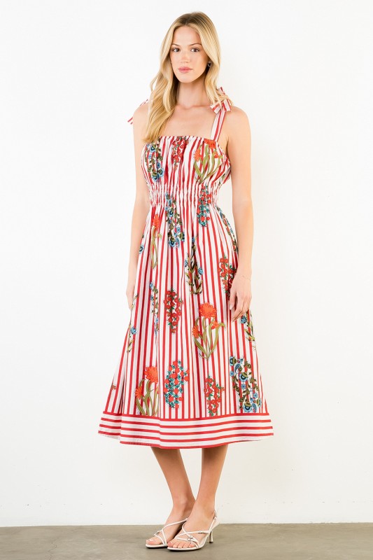 XL Collection- Tie Strap Floral Detail Maxi Dress