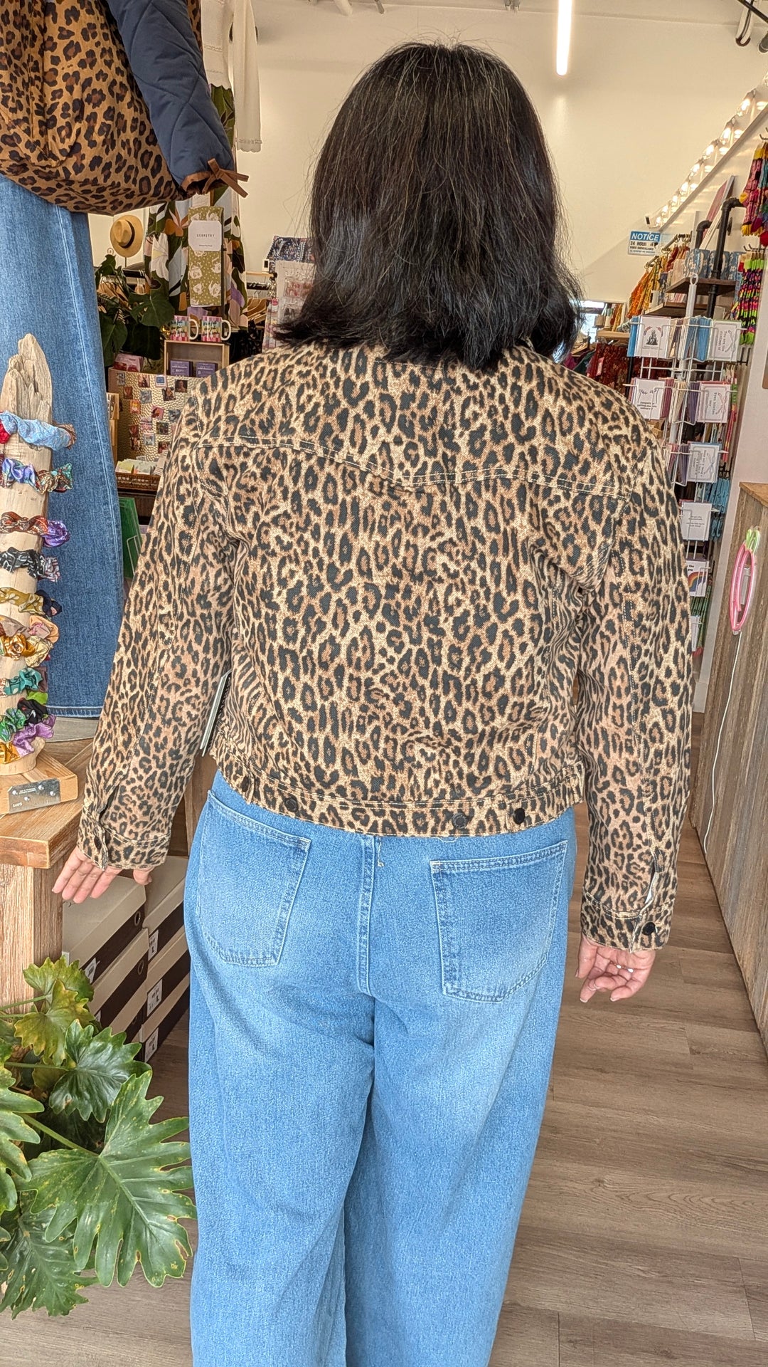 Judy Blue Womens and Plus Size Leopard Trucker Jacket
