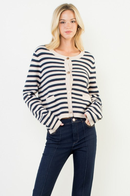 XL Collection- Striped Cardigan