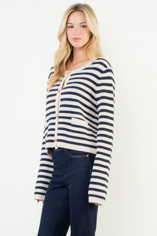 XL Collection- Striped Cardigan