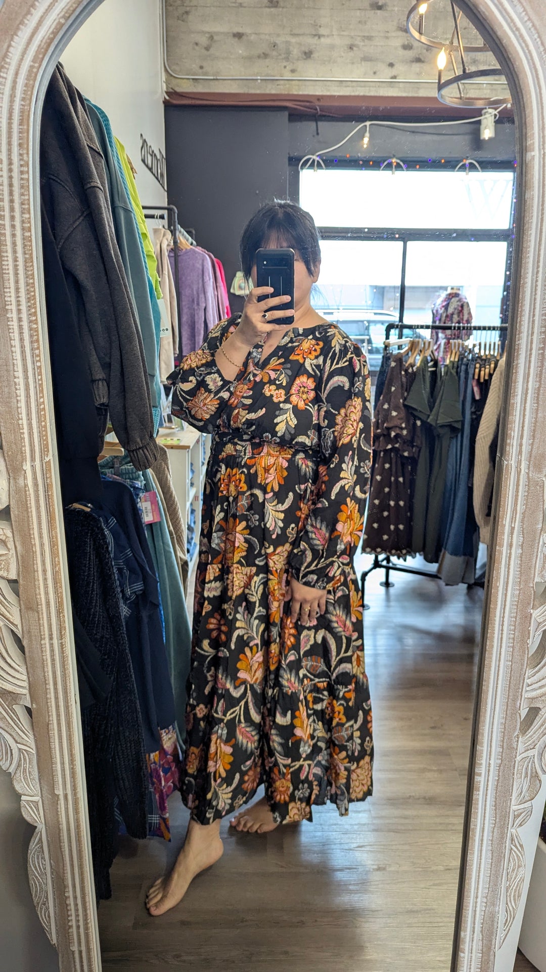 Plus Size Oddi Midi Dress in Black, Rust and Olive