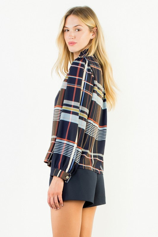 XL Collection- Plaid Longsleeve Blouse