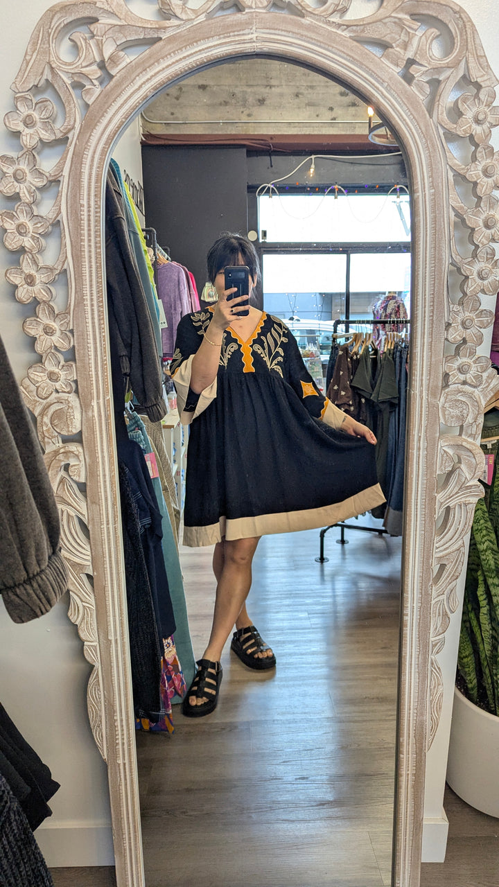 Plus Size Oddi Embroidered Dolman Mini Dress