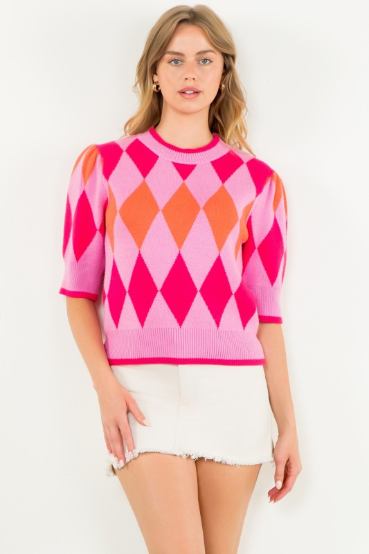 XL Collection- Argyle Knit Top