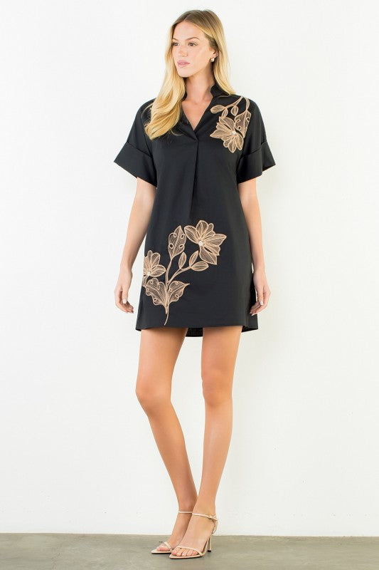 XL Collection- Embroidered Black FLoral Dress