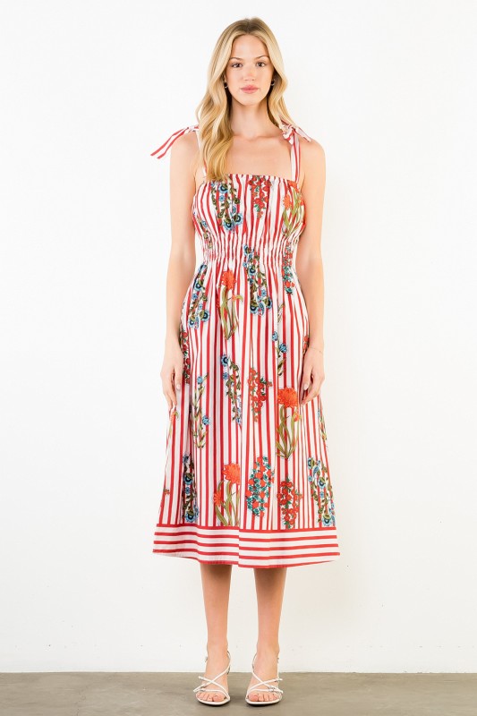 XL Collection- Tie Strap Floral Detail Maxi Dress