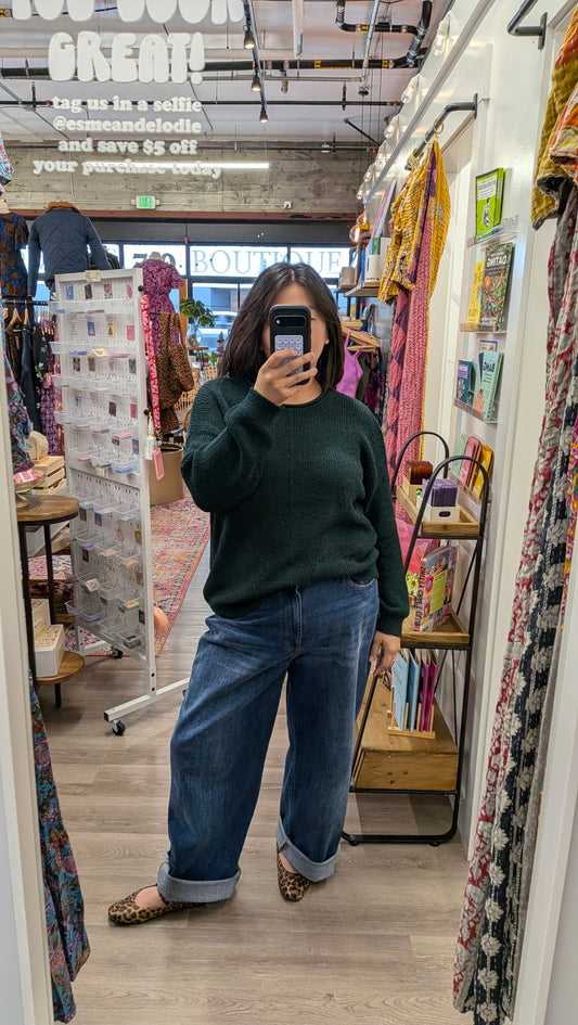 Plus Size Rolled Edge Knit Sweater Top