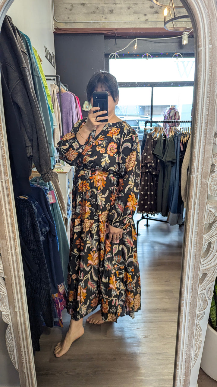 Plus Size Oddi Midi Dress in Black, Rust and Olive