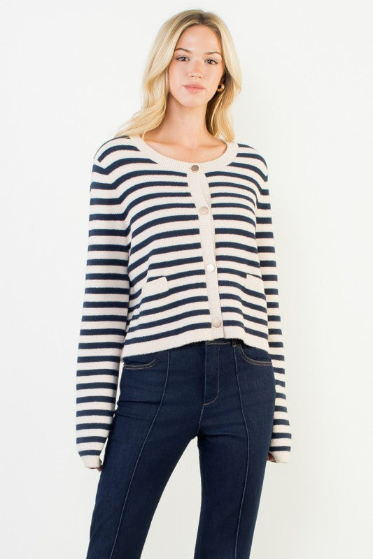 XL Collection- Striped Cardigan