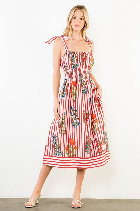 XL Collection- Tie Strap Floral Detail Maxi Dress