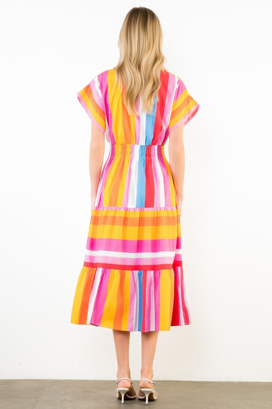 XL Collection- Collared Stripe Midi Dress