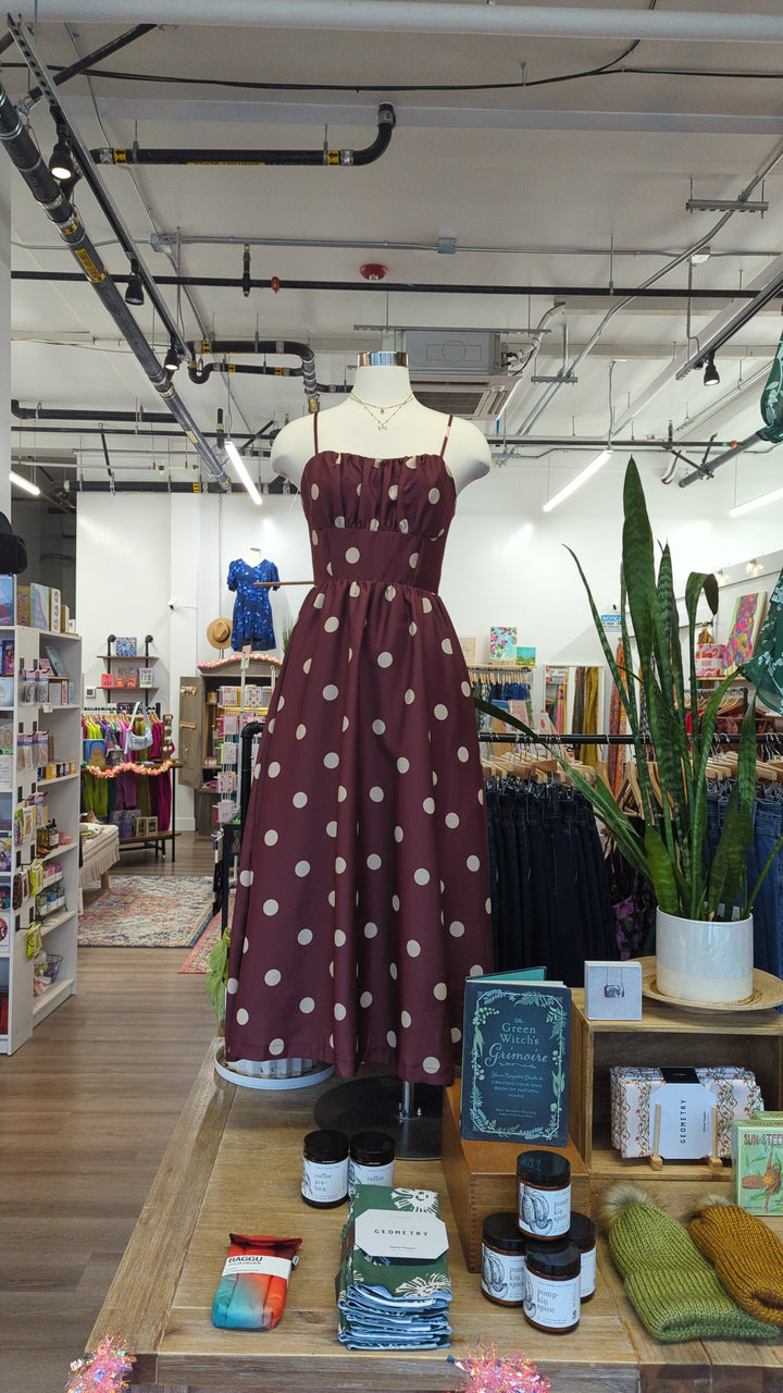 Womens Flying Tomato Brown and Ivory Polka Dot Dress