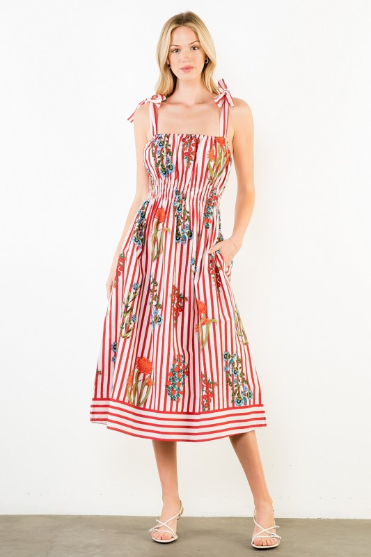 XL Collection- Tie Strap Floral Detail Maxi Dress
