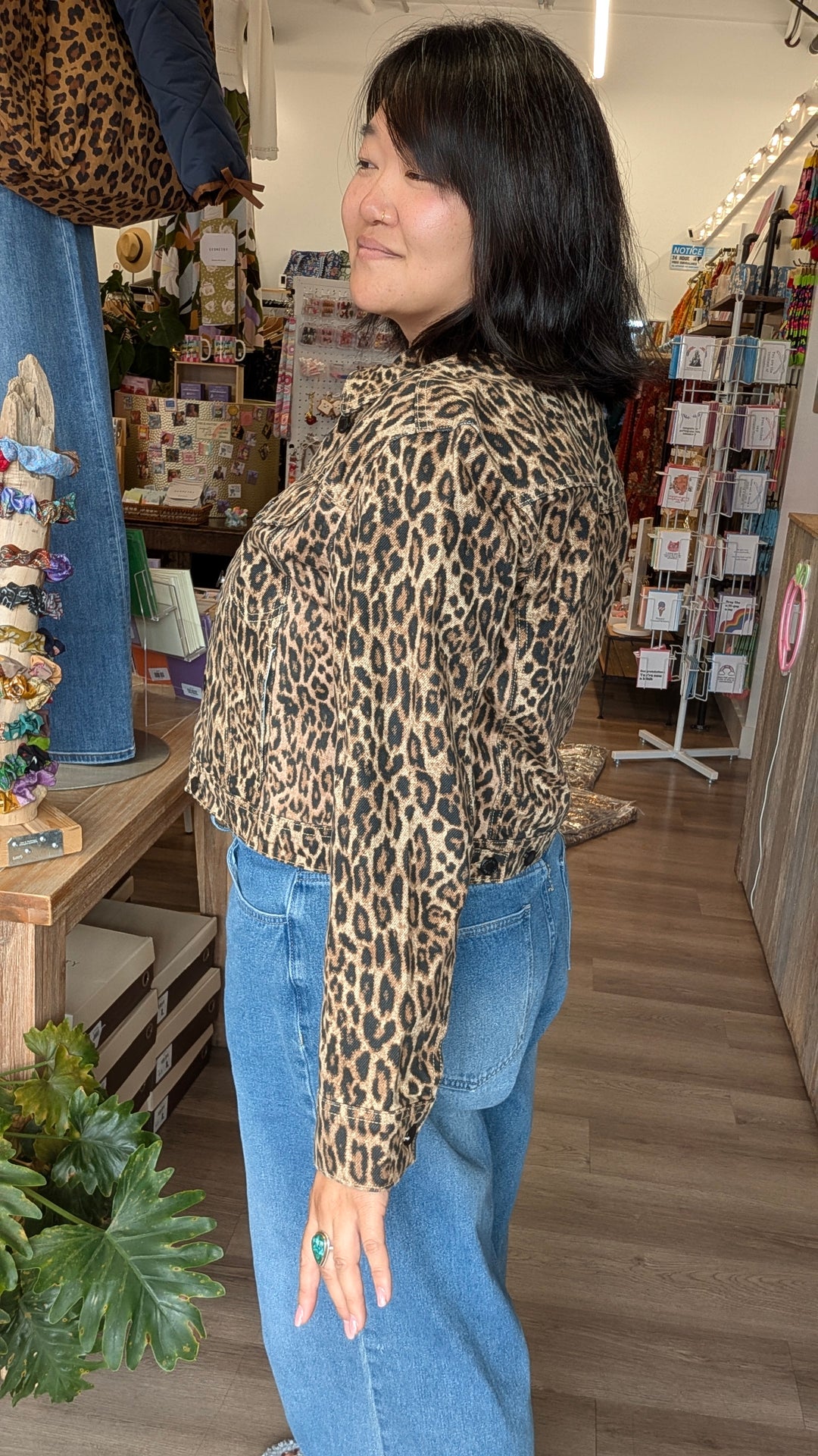 Judy Blue Womens and Plus Size Leopard Trucker Jacket