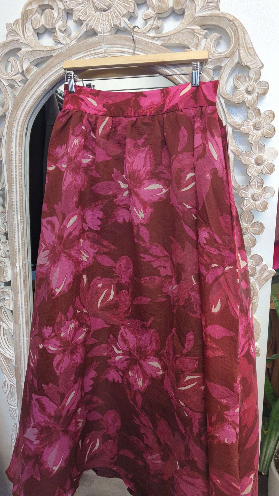 Flying Tomato Burgundy Floral Skirt