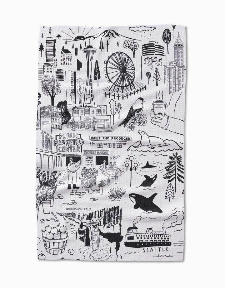 seattle kitchen towel flat lay