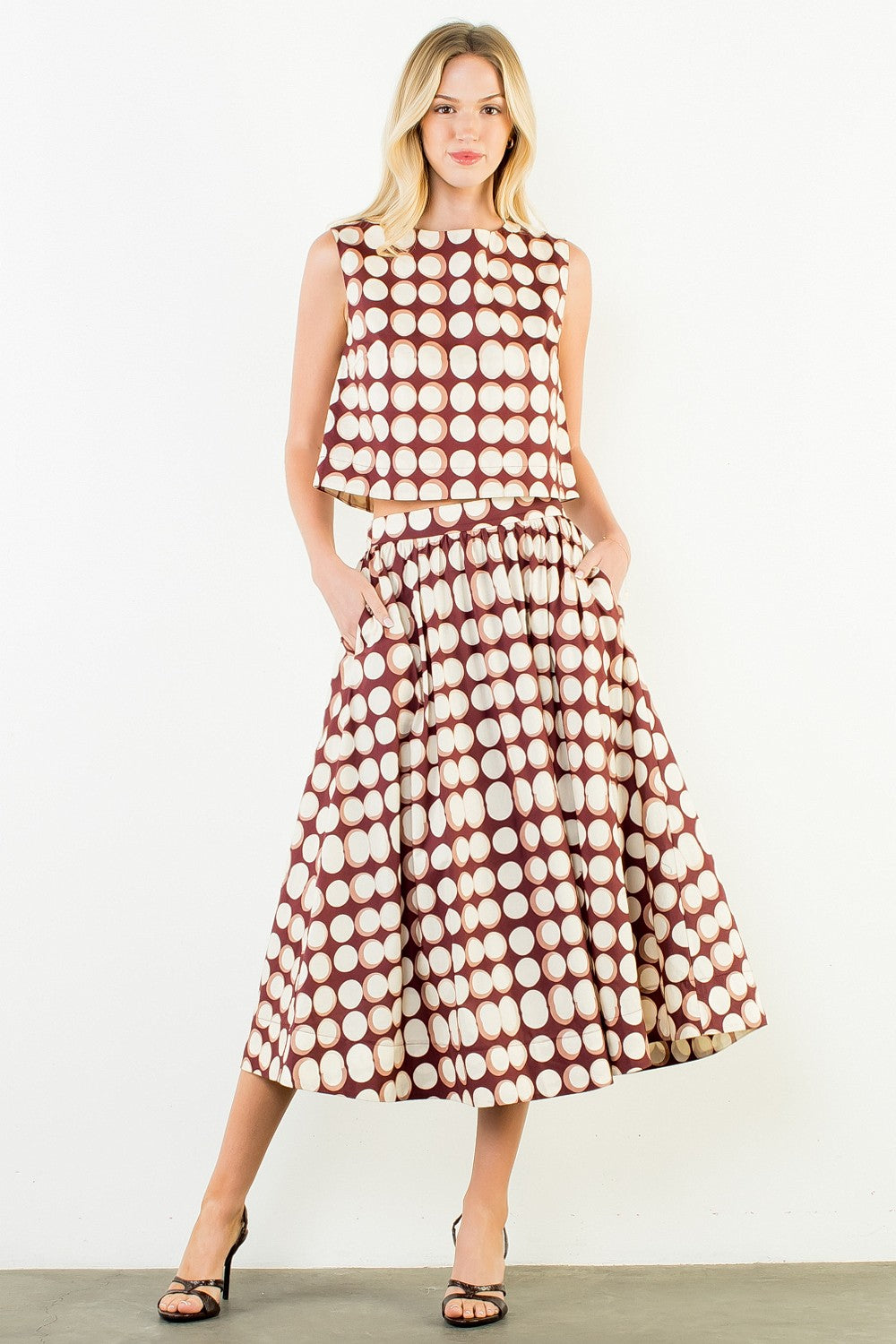 XL Collection- High Waisted Geometric Midi Skirt