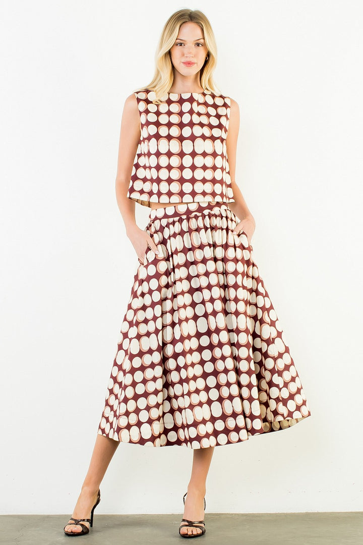 XL Collection- High Waisted Geometric Midi Skirt