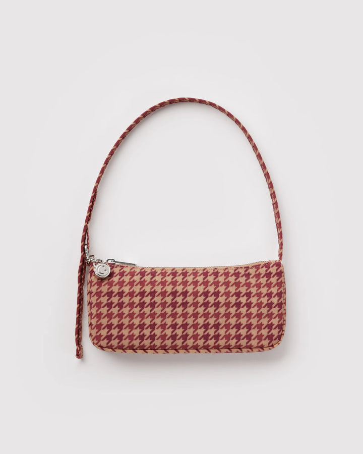 BAGGU- Nylon Pochette Shoulder Strap Pouch Purse- Tan Houndstooth