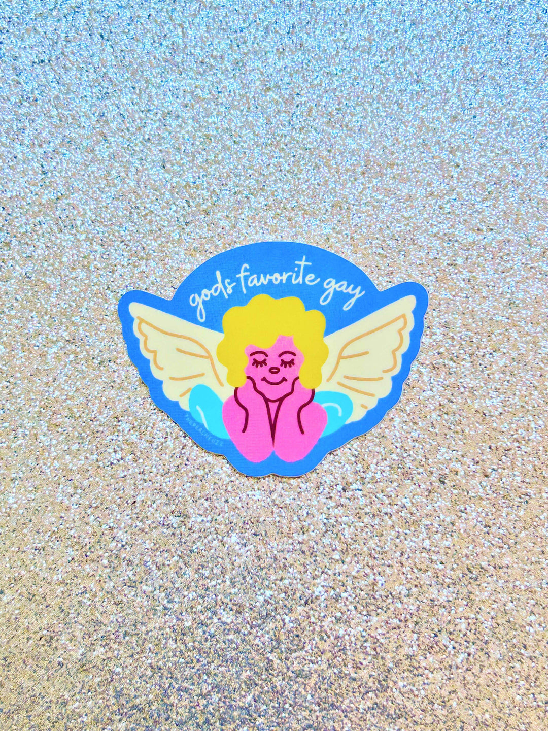 The Peach Fuzz - God's Favorite Gay Angel Sticker - Esme and Elodie