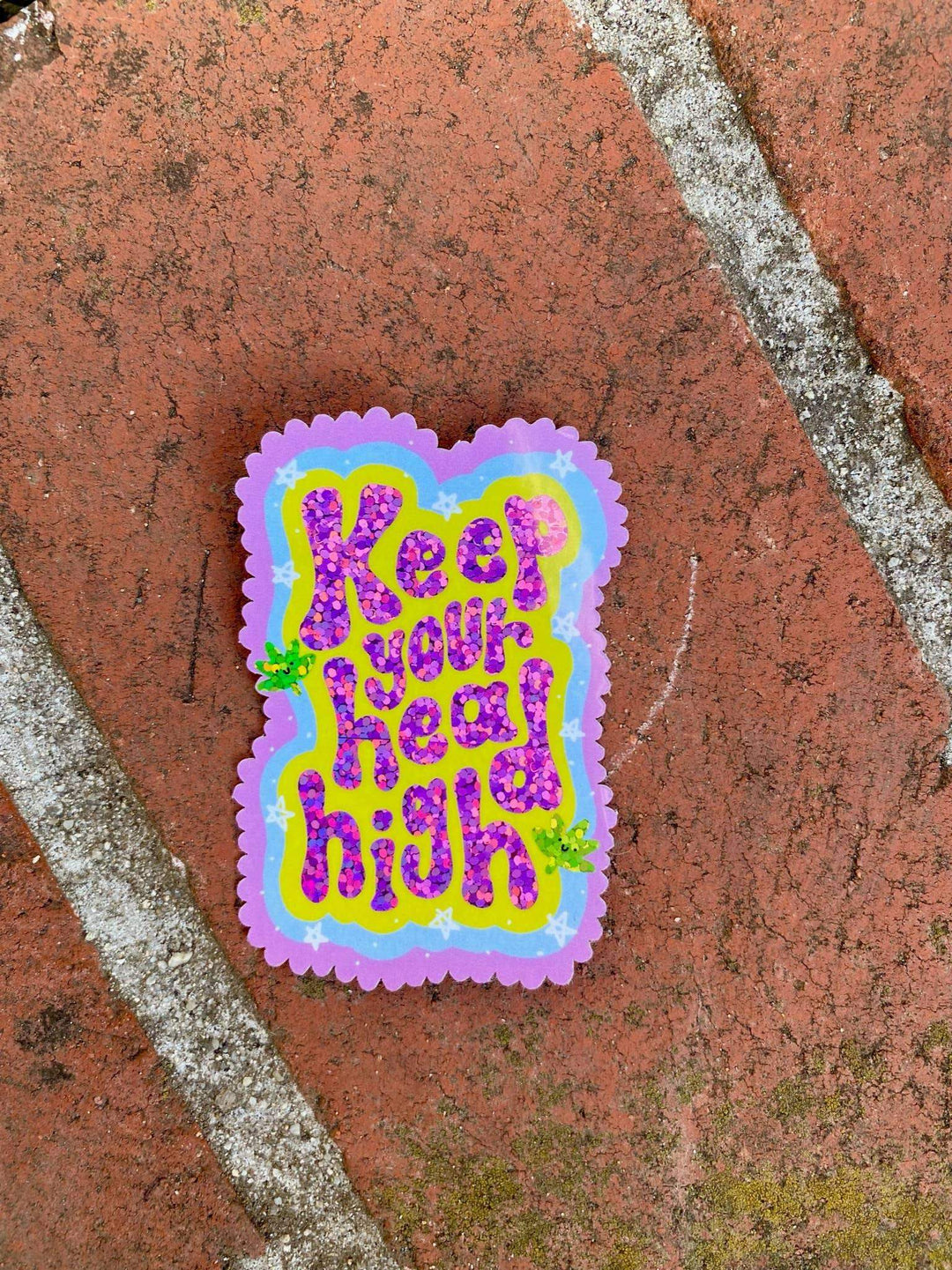 The Peach Fuzz - Keep Your Head High Glitter Sticker - Esme and Elodie