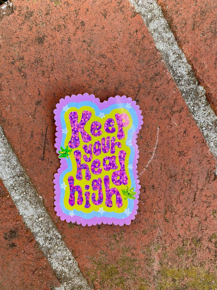 The Peach Fuzz - Keep Your Head High Glitter Sticker - Esme and Elodie