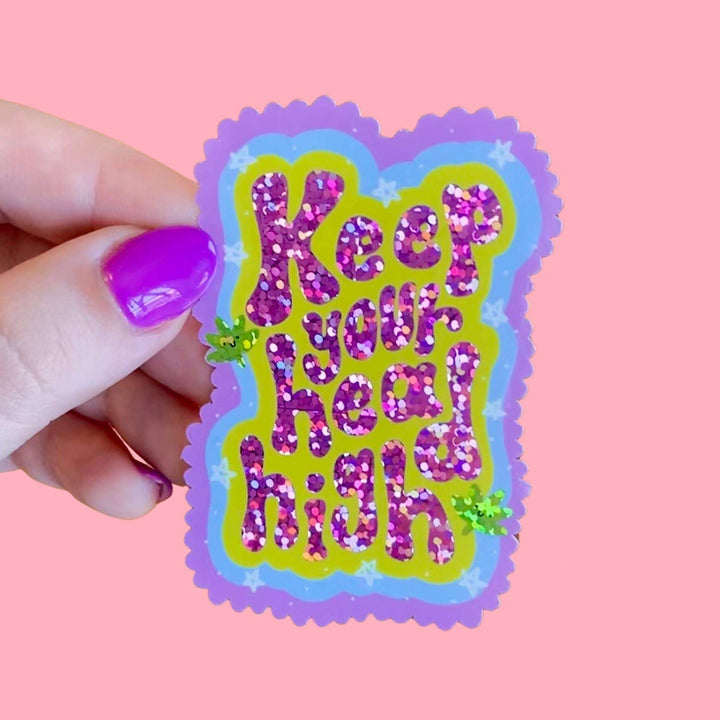The Peach Fuzz - Keep Your Head High Glitter Sticker - Esme and Elodie