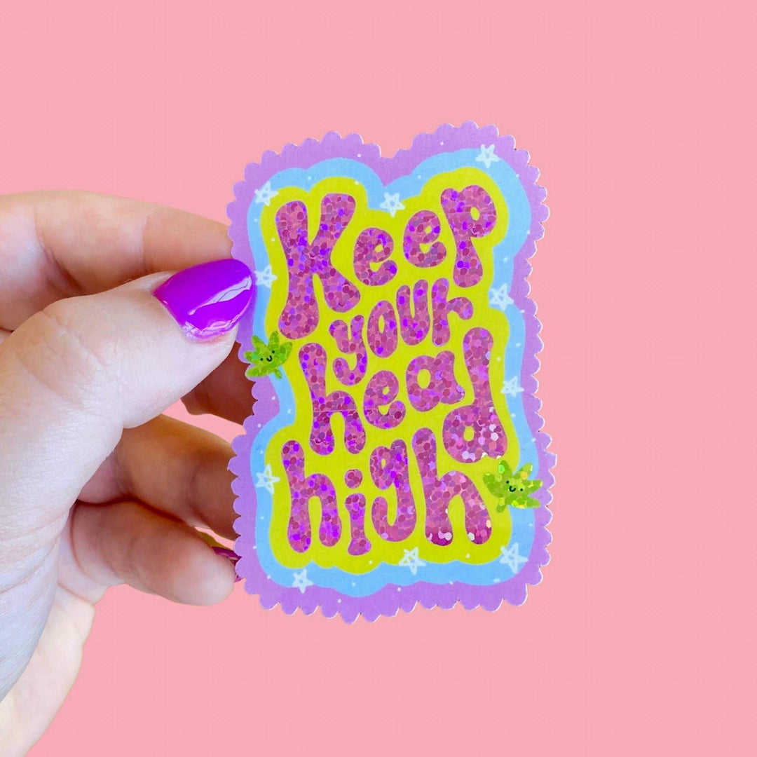 The Peach Fuzz - Keep Your Head High Glitter Sticker - Esme and Elodie