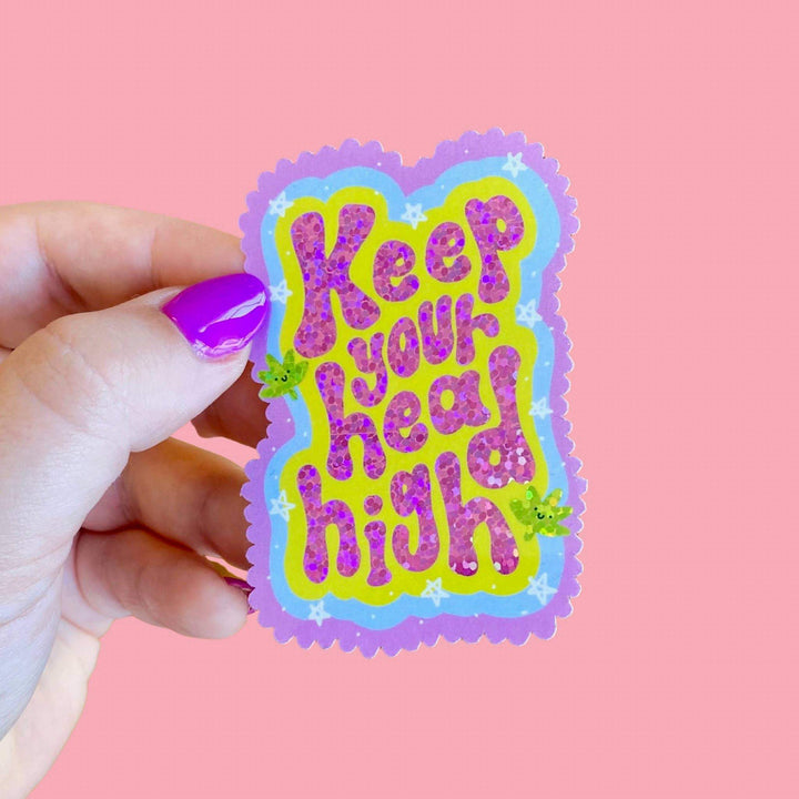 The Peach Fuzz - Keep Your Head High Glitter Sticker - Esme and Elodie