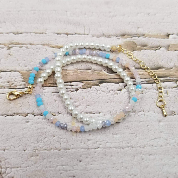 Treasure Wholesale - Handmade Shiny Pearl Crystal Necklace - Esme and Elodie