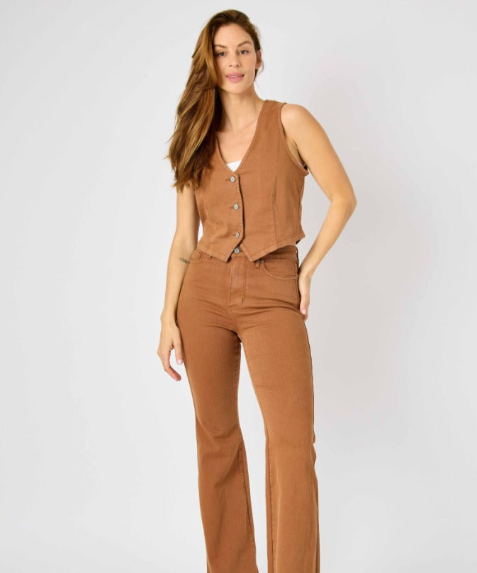 Judy Blue PLUS Womens Brown Vest Style 7867PL