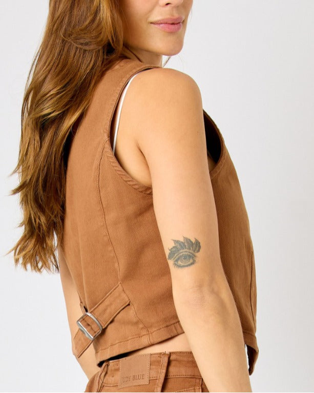 Judy Blue PLUS Womens Brown Vest Style 7867PL
