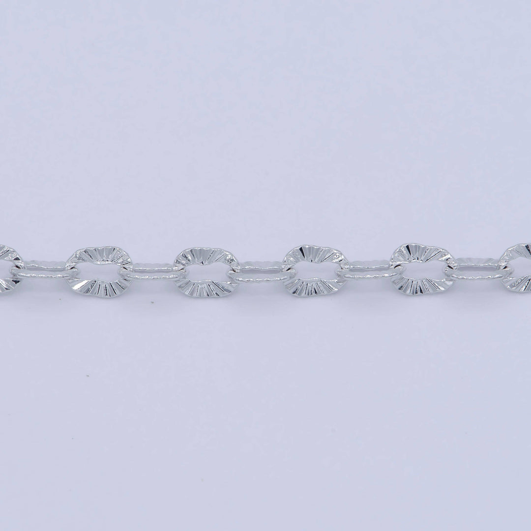 White Gold Filled 3mm Sunburst Cable Unique Everyday Layering 18 Inch Chain Silver Necklace | WA-202 - Esme and Elodie