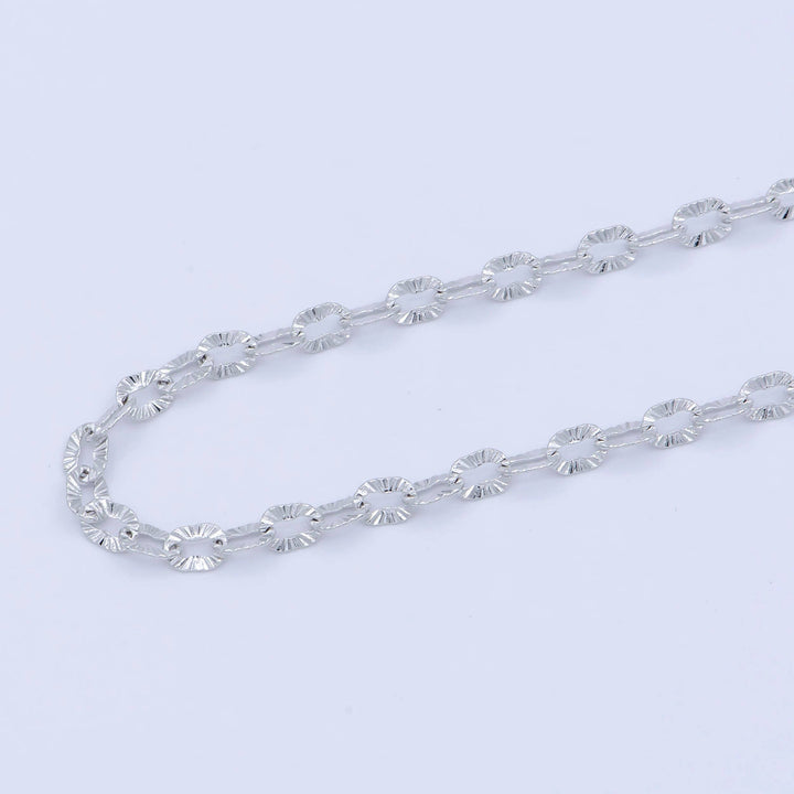 White Gold Filled 3mm Sunburst Cable Unique Everyday Layering 18 Inch Chain Silver Necklace | WA-202 - Esme and Elodie