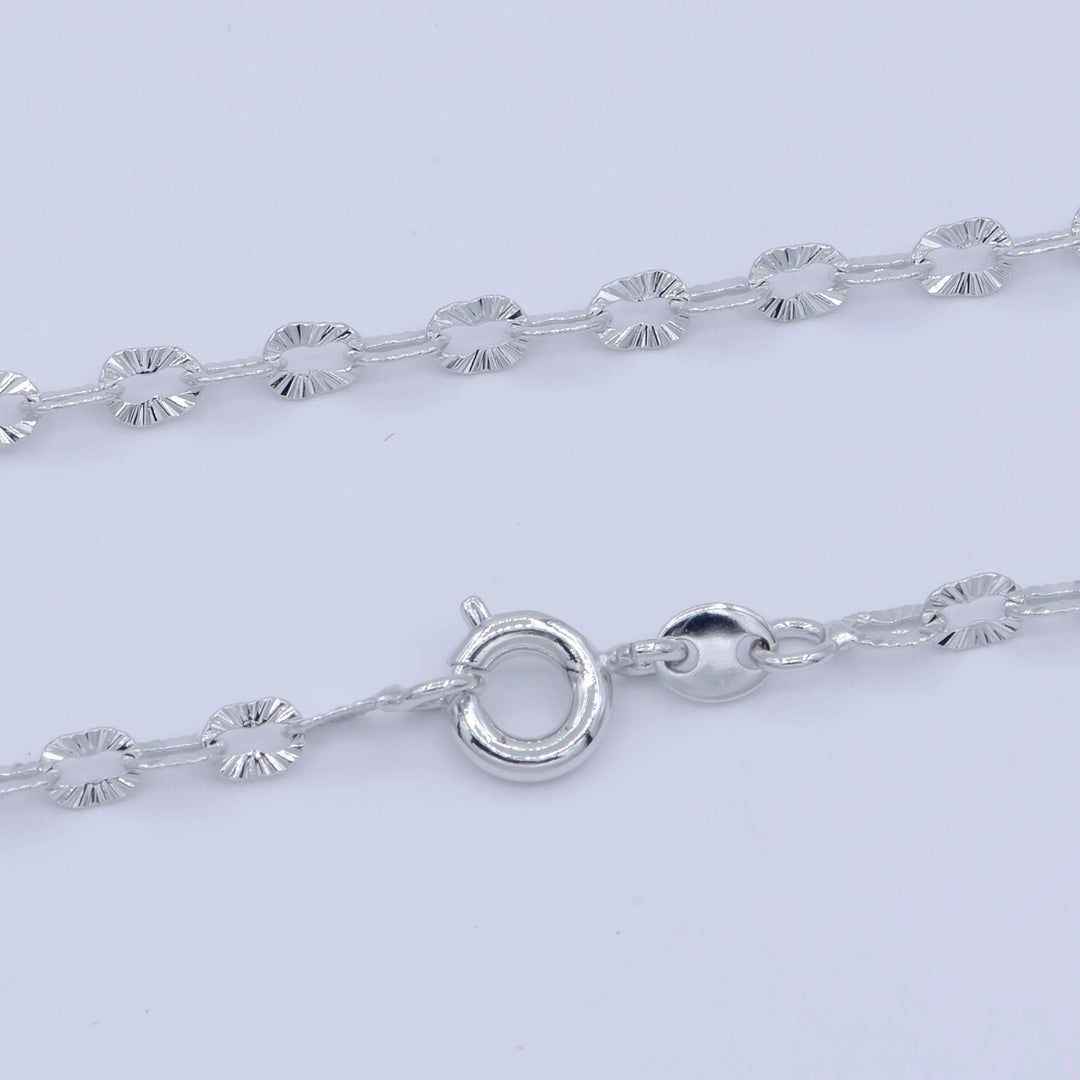 White Gold Filled 3mm Sunburst Cable Unique Everyday Layering 18 Inch Chain Silver Necklace | WA-202 - Esme and Elodie